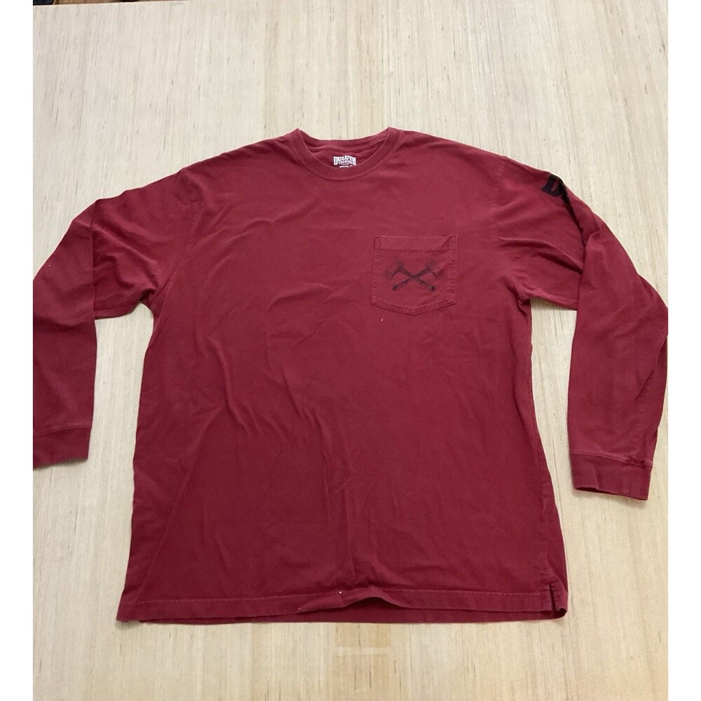 Duluth Trading Longtail Long Sleeve Pocket Graphic Solid T-Shirt Red Men Large